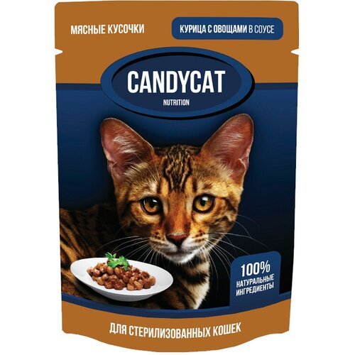 Candycat влажный корм для стерилизованных кошек с курицей и овощами в соусе 85 г 424₽