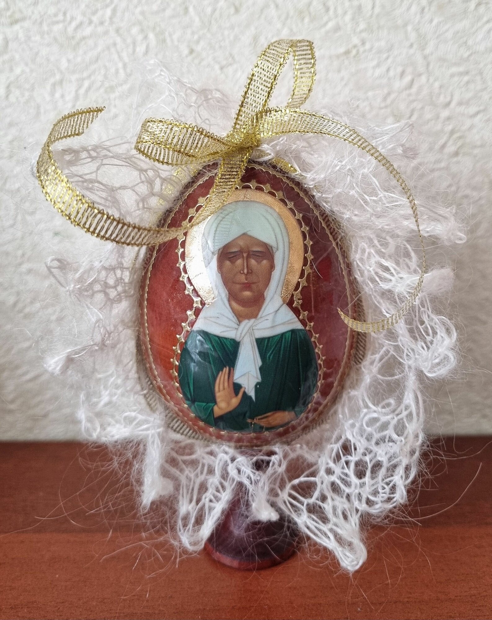 Пасхальное яйцо с ликом Матроны Московской ОренПух - сувениры из Оренбурга