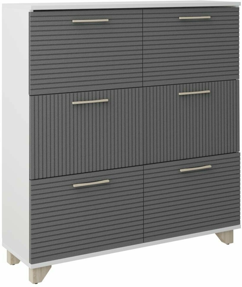 фото Обувница Копенгаген 6 ящиков ЛДСП Белый / МДФ Серый графит