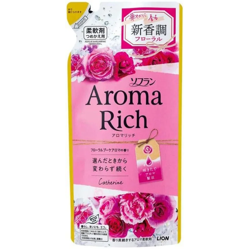 Lion Soflan Aroma Rich Catherine Кондиционер для белья с натуральными ароматическими маслами 400 мл запасной блок