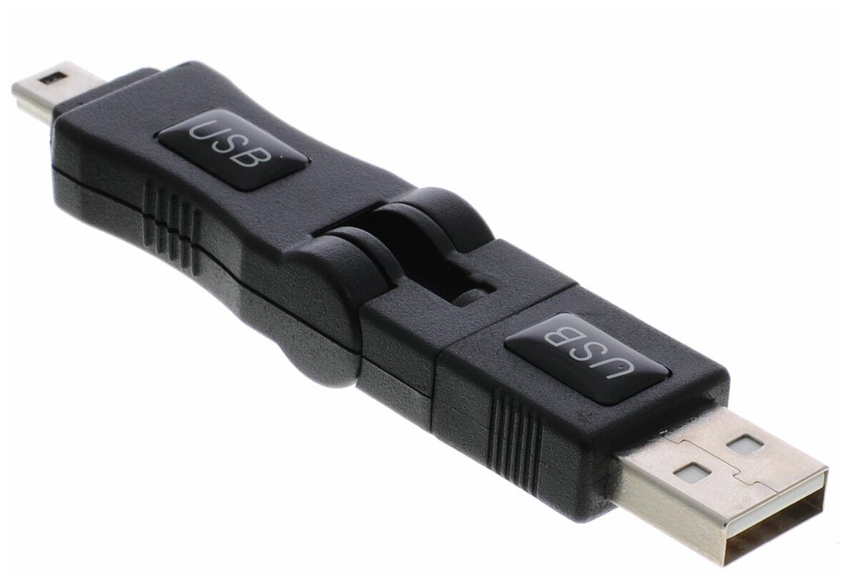 Поворотный адаптер переходник AM на Mini USB GCR 2 оси 180 360 градусов USB 2.0 480 Мбит/c переходник для подключения мобильных устройств к ПК ноутбуку