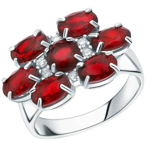 фото Кольцо инталия серебро, 925 проба, фианит, гранат, размер 19 intalia