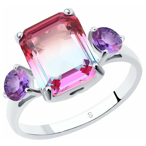 фото Sokolov кольцо из серебра с ситаллом и фианитами 92011725, размер 18.5