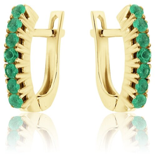 Серьги 1RBC, желтое золото, 585 проба, изумруд