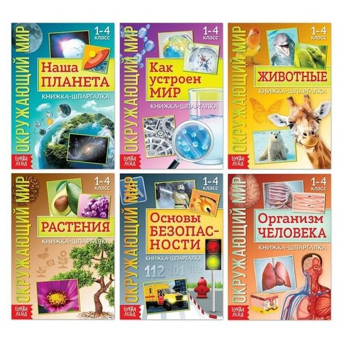 Набор книжек-шпаргалок «Мир природы и человека», 6 шт. тарасова л е окружающий мир 1 класс школьный интеллект турнир