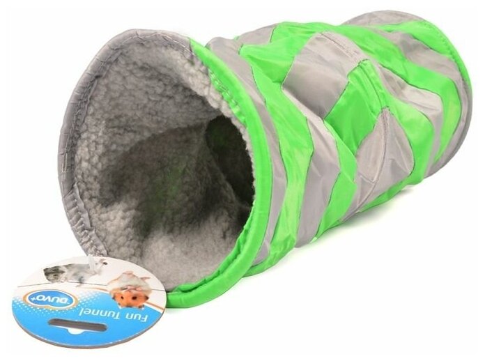 DUVO+ Игрушка для грызунов "Туннель мягкий", серо-зелёный, 35х10см (Бельгия) - фото №3
