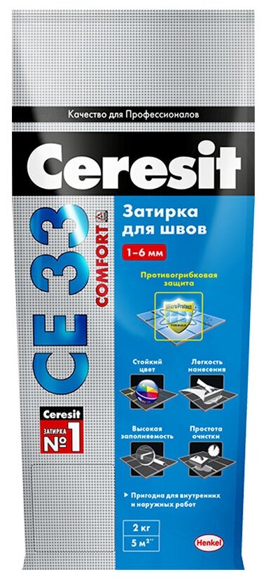 Затирка Ceresit CE 33 Comfort №16, графит, 2 кг