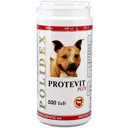 polidex protevit plus полидекс протевит плюс мультивитамины д собак 300 табл Кормовая добавка Polidex Protevit plus , 500 таб.