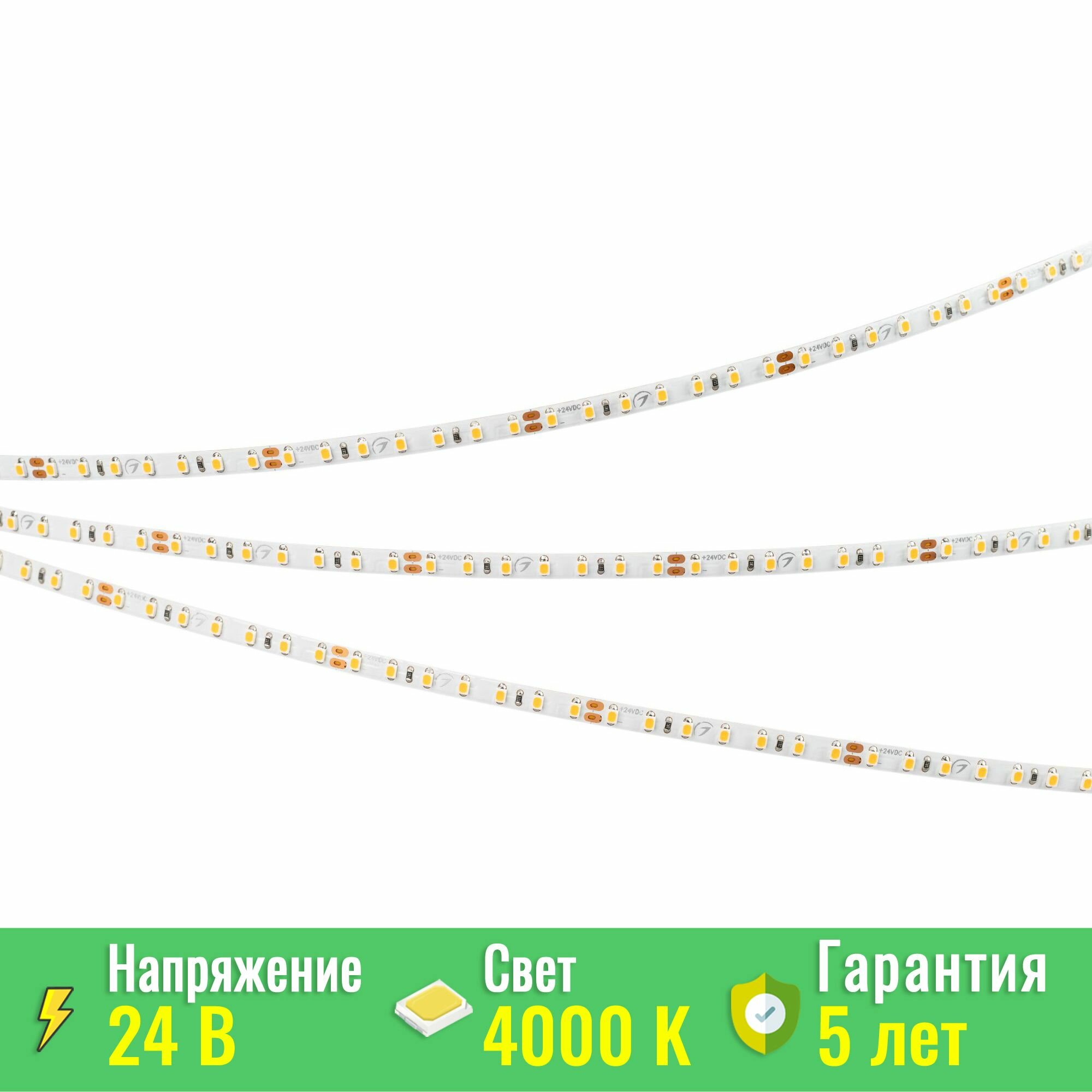 Светодиодная лента MICROLED-M182-4mm 24V Day4000 (10 W/m, IP20, 2216, 5m) (Arlight, узкая) 037817