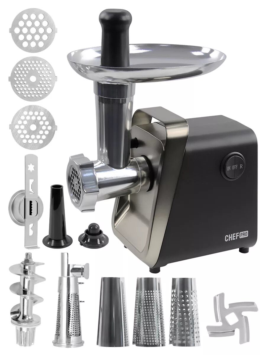 Мясорубка CHEF PRO CF-MG1450B черный/матовый никель