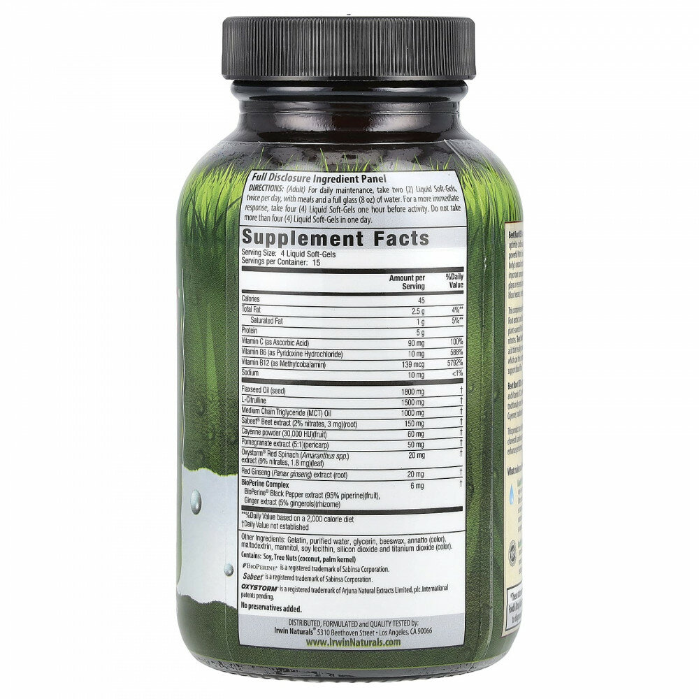 Irwin Naturals, Beet Root RED®, максимальная конверсия с добавкой оксида азота, 60 желатиновых капсул — фото 1
