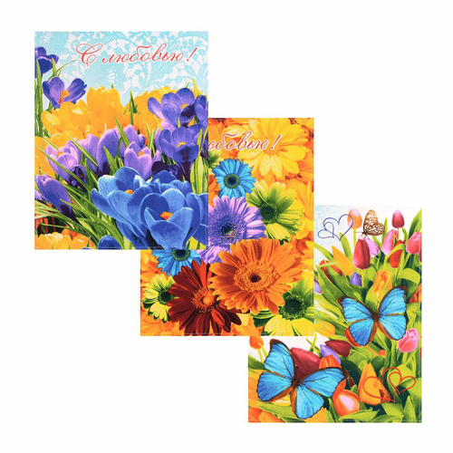 Набор кухонных полотенец ФАВОРИТ Цветник рогожка 100 хлопок 4560 см 3шт 450₽