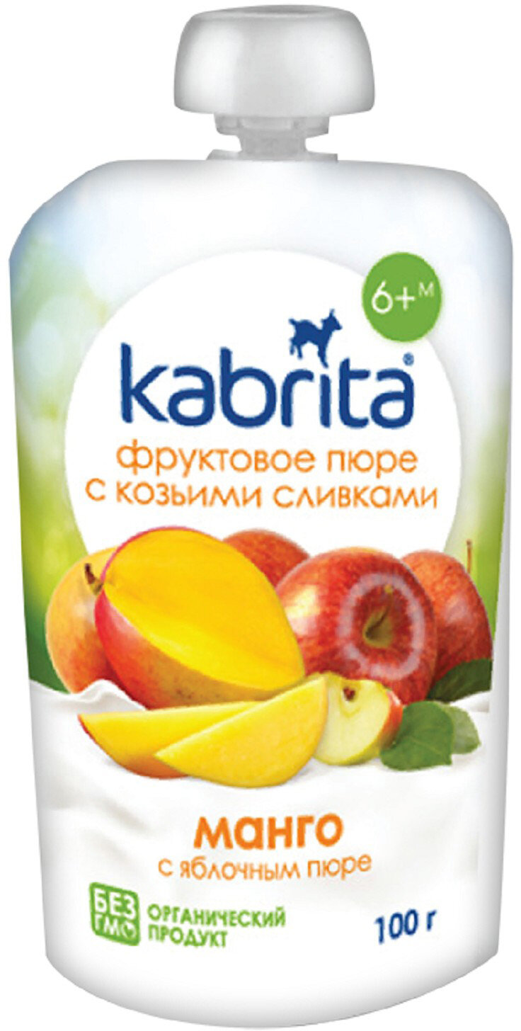 Фруктовое пюре Kabrita, козье, с манго и яблоком, с 6 мес, 100 гр — фото 1