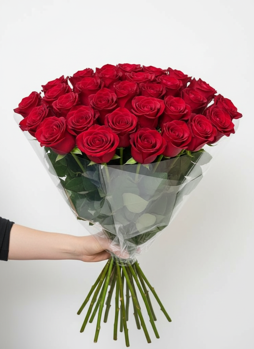 Букет "Красная классика" 9 роз высота 70 см живые цветы красныекрасные
