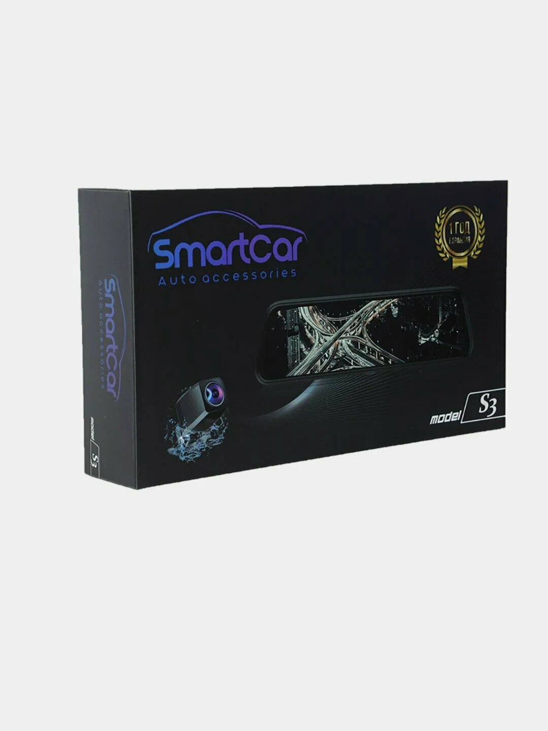 Видеорегистратор SmartCar S3, Full HD, 2 камеры, зеркало, черный