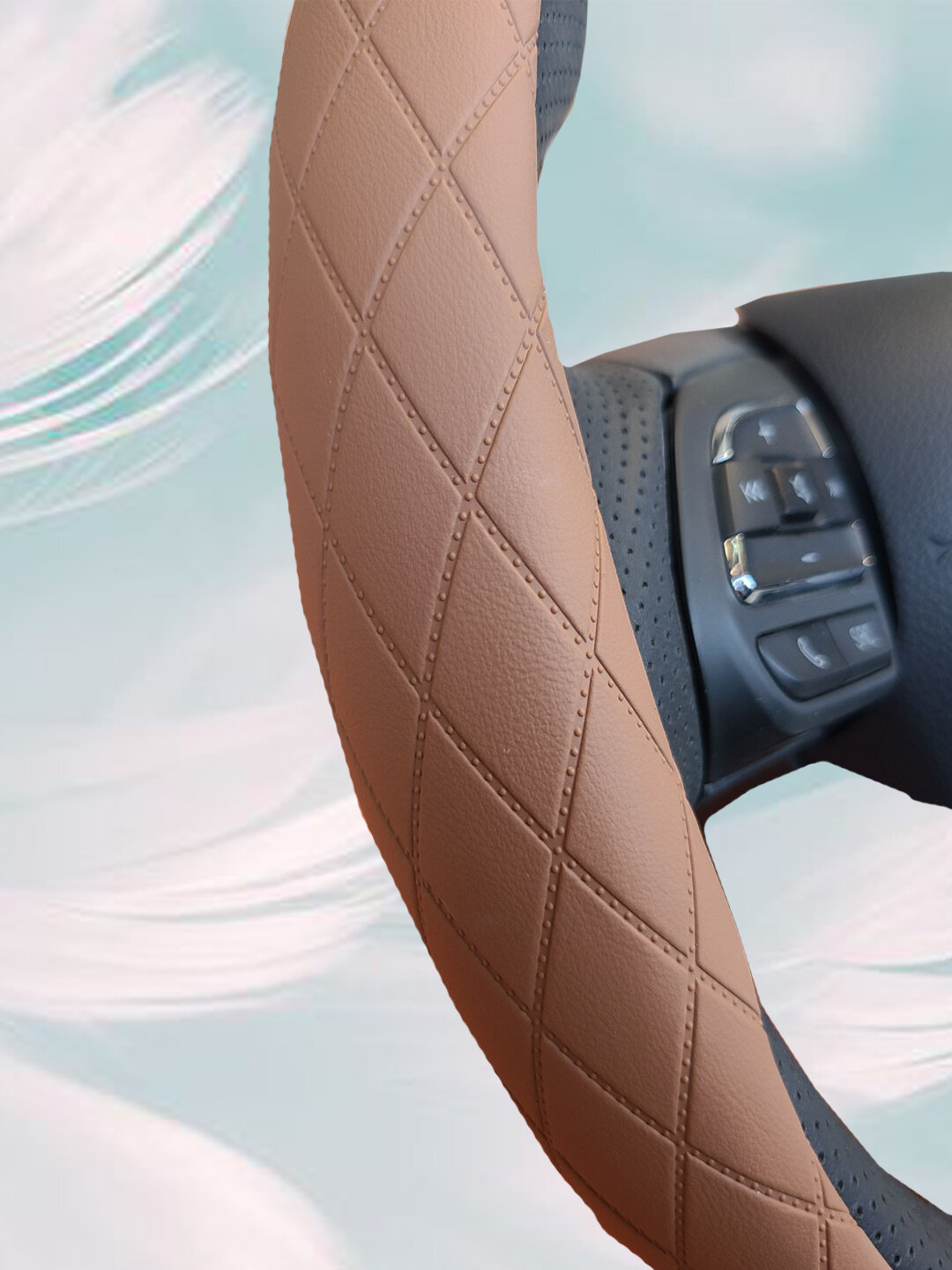 Чехол на руль автомобиля, материал алькантара, универсальный — фото 1