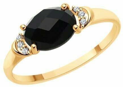 Кольцо Diamant online, золото, 585 проба, агат, бриллиант, размер 17