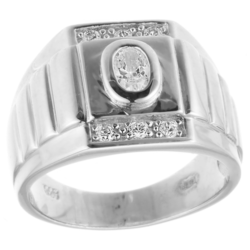 Широкое ювелирное кольцо из серебра 925 пробы с кубическим цирконием RQ12710717_001_WG 19.25 ELEMENT47 цвет бесцветный