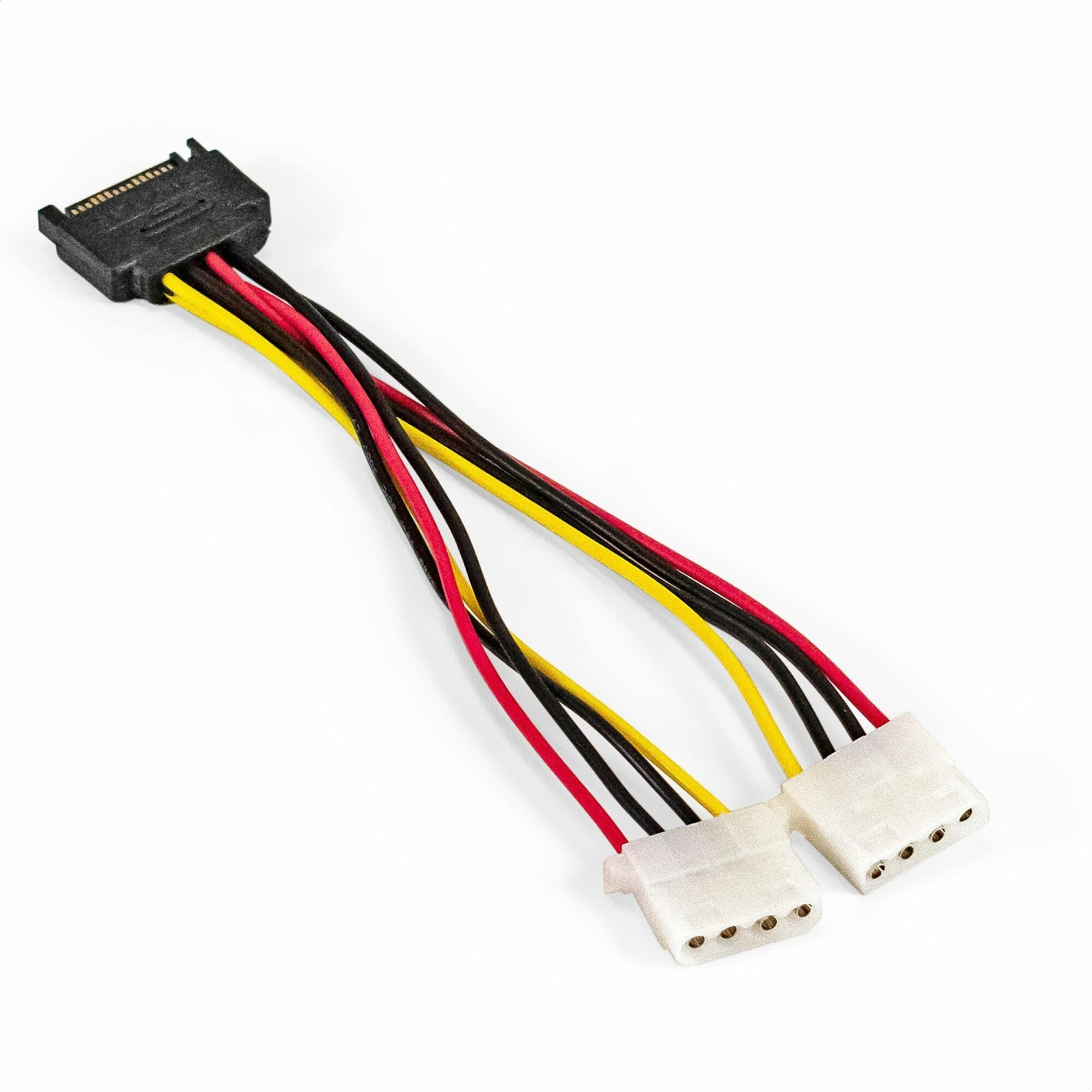 Кабель питания SATA Exegate EX-CC-SATAM2MF-0.15, 15pin M/2xMolex F, 0,15м (EX294795RUS)