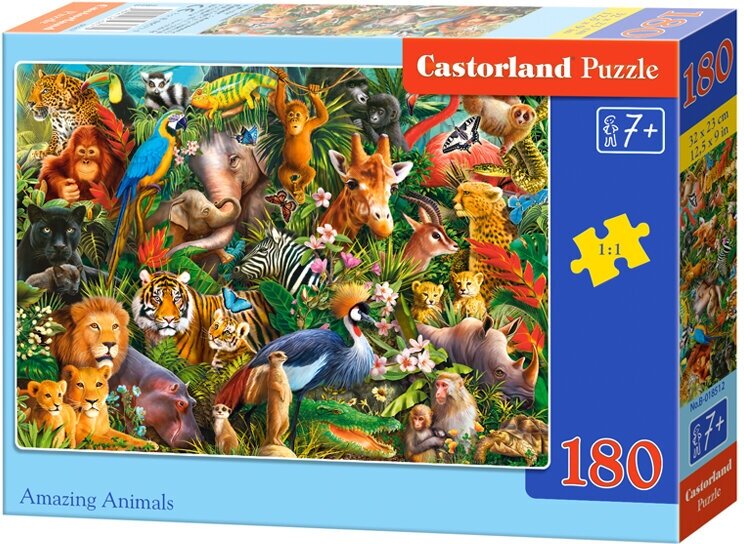 Пазл для детей Castorland 180 деталей: Удивительные животные