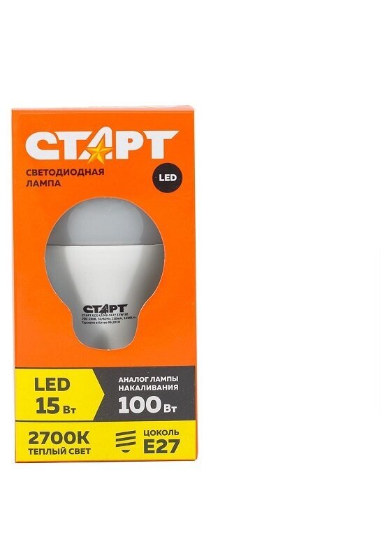 Лампа светодиодная СТАРТ Экономь ECO LED GLS, E27, 15 Вт, 2700 К - фотография № 12