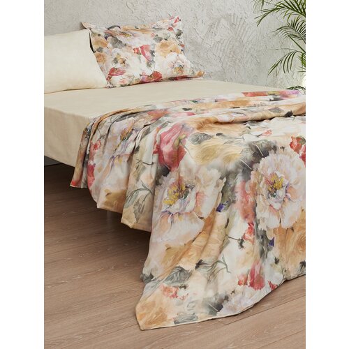 Комплект постельного белья Linens Saten All Day, сатин, 1.5-спальное, Charlene/бежевый