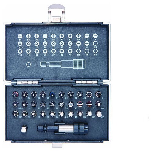 GROSS Набор бит, магнитный адаптер,сталь S2,пластиковый кейс,32 предм.// 11363