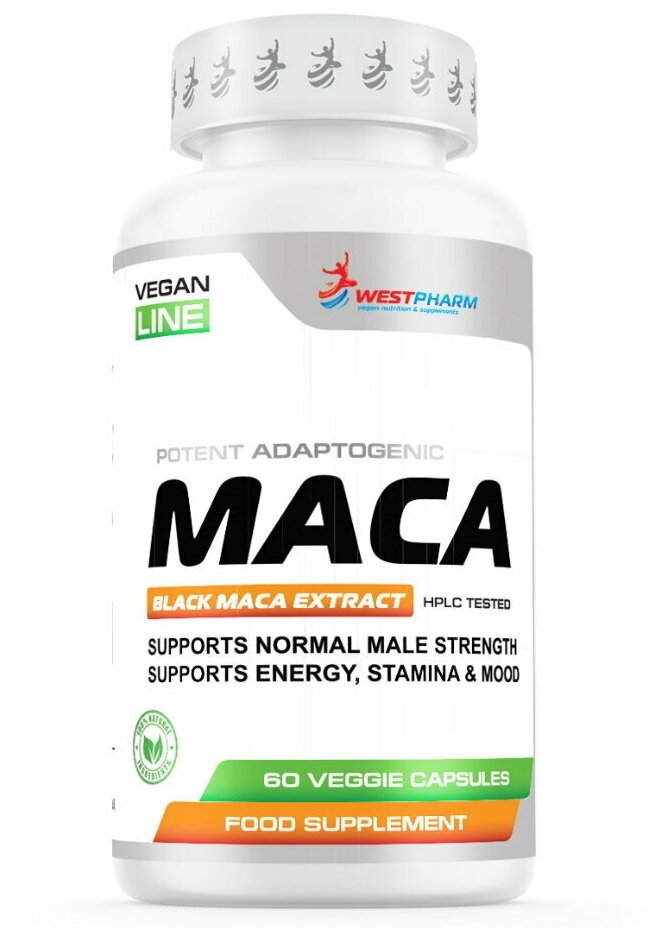 Westpharm / ВестФарм / Vegan line / MACA / мака / Для мужчин / Для потенции и либидо / Афродизиак / 60 капсул