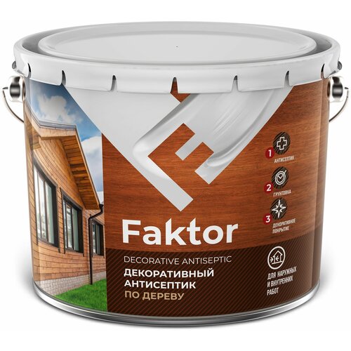 Антисептик FAKTOR для защиты и тонирования древесины 3в1 бесцветный 7,6 кг