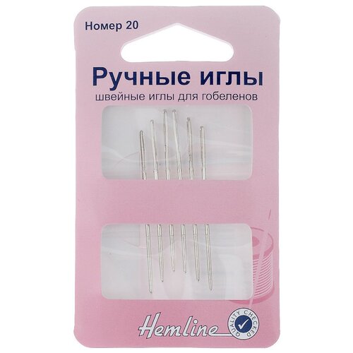 иглы ручные для модисток 207 39 hemline 3 9 42 57 мм Набор игл ручных Hemline 203.20 для вышивания гобеленов, серебристый, N20