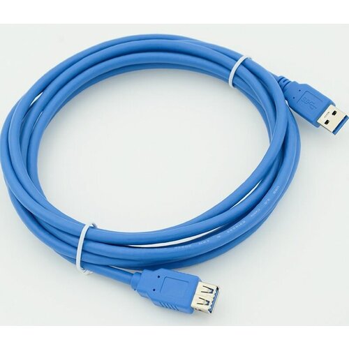 Кабель USB A(m) USB A(f) 3м синий кабель удлинитель ningbo usb a m usb a f 3м феррит кольца блистер