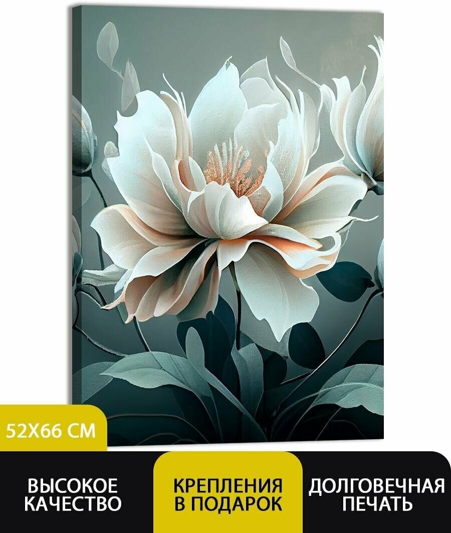 Картина интерьерная на стену ДоброДаров "Цветы изумруд" 52х66 см V0336
