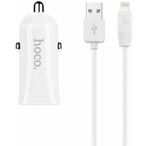 Зарядное устройство автомобильное USB + кабель iOS Lightning (5B,2400mA) HOCO Z12 зарядное устройство авто usb кабель ios lightning 5b 2400ma borofone bz12