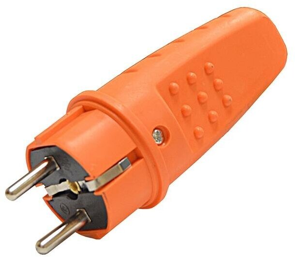 Вилка электрическая прямая 1ф 16А 250В IP44 с заземл. каучук оранж. (еврослот) | код. 3031 | Universal ( 1шт. )