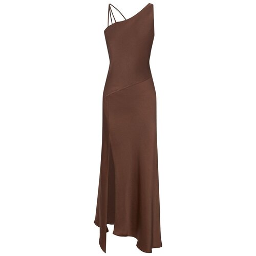 Платье DJONFABE, вискоза, вечернее, полуприлегающее, размер M, коричневый