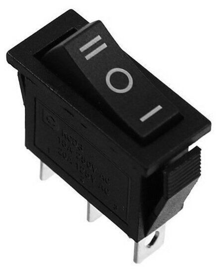 Кнопка - выключатель, трехпозиционный, 250 Вт, 15 А, 3 с, черный с нейтралью