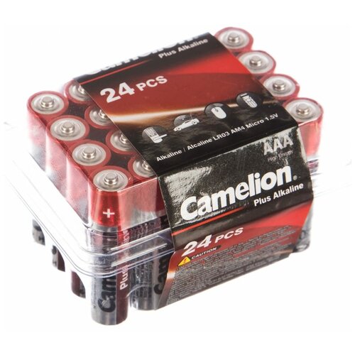 батарейка camelion plus alkaline lr03 pb24 ааа мизинчиковая lr03 1 5 в 24 шт Батарейка алкалиновая Plus Alkaline, AAA, LR03-24BOX (LR03-PB24), 1.5В, набор 24 шт.