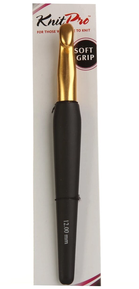 Крючок для вязания с эргономичной ручкой "Basix Aluminum" 12 мм, алюминий, золото/черный KnitPro, арт.30886 (1)