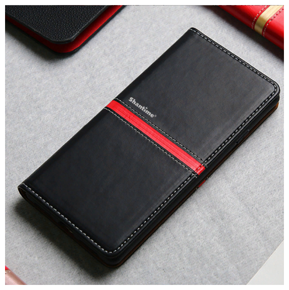 Чехол-книжка MyPads Una Fitto из водоотталкивающей импортной эко-кожи для Sony Xperia XA1 Plus черный с красной полосой