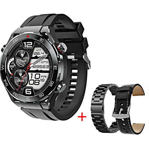 Умные часы мужские Smart Watch HW5 MAX, Смарт-часы с 3 ремешками, Экран 1.52, iOS, Android, Bluetooth, Звонки, Черный, WinStreak