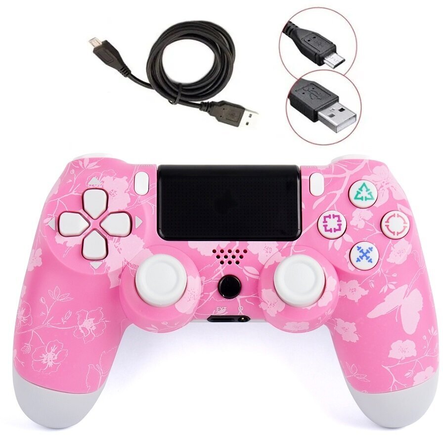 Геймпад/Джойстик/Контроллер беспроводной для консоли/приставки PS4 розовая сакура