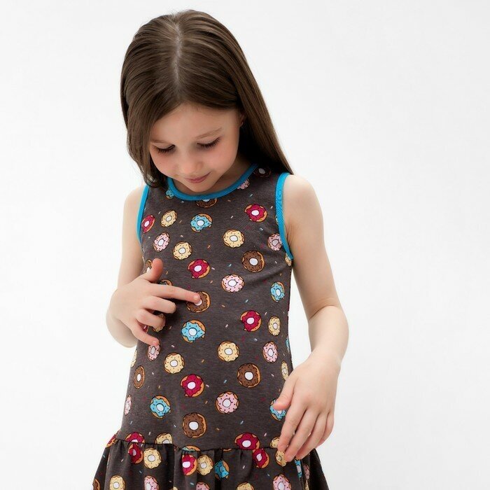 Юниор Текстиль Сарафан для девочки, цвет коричневый/пончик, рост 116 см