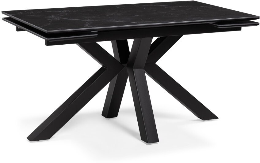Керамический стол Woodville Бронхольм 140(200)х80х77 черный мрамор / черный