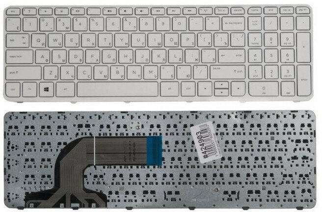 Клавиатура HP Pavilion 15-e, 15-n, 15t-e, 15t-n, 15z-e, 15z-n, 250 G3, 255 G3, 256 G3 белая, с рамко