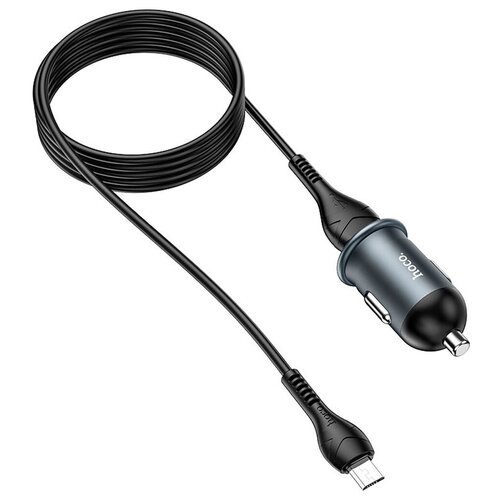 автомобильное зарядное устройство hoco z40 superior dual port car charger черный Автомобильное зарядное устройство “Z43 Mighty” QC3.0 с кабелем MicroUSB 1м. - серый