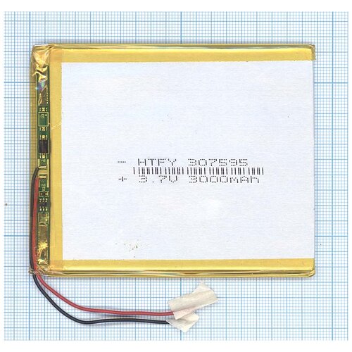 фото Аккумулятор li-pol (батарея) 3*75*95мм 2pin 3.7v/3000mah oem