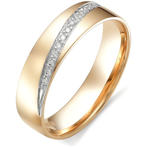 Кольцо обручальное АЛЬКОР, красное, комбинированное золото, 585 проба, бриллиант, размер 16, серебряный, золотой кольцо обручальное из золота 585 пробы с бриллиантом