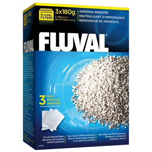 Наполнитель Fluval Ammonia Remover 180 г (комплект: 3 шт.) белый 300 г 3 шт.