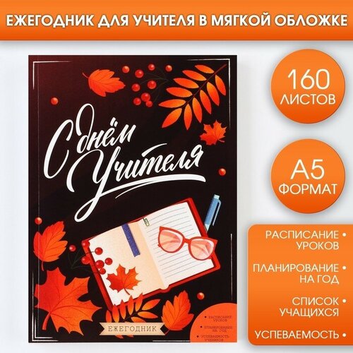 Ежегодник С днeм учителя, формат А5, 160 листов, мягкая обложка ежегодник лучшему учителю а5 160 листов мягкая обложка подарок на день учителя