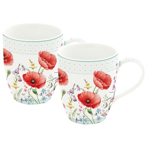 фото Набор из 2-х кружек "красные маки" объем 350 мл, фарфор, цвет белый, easy life, el-r0923_coqu